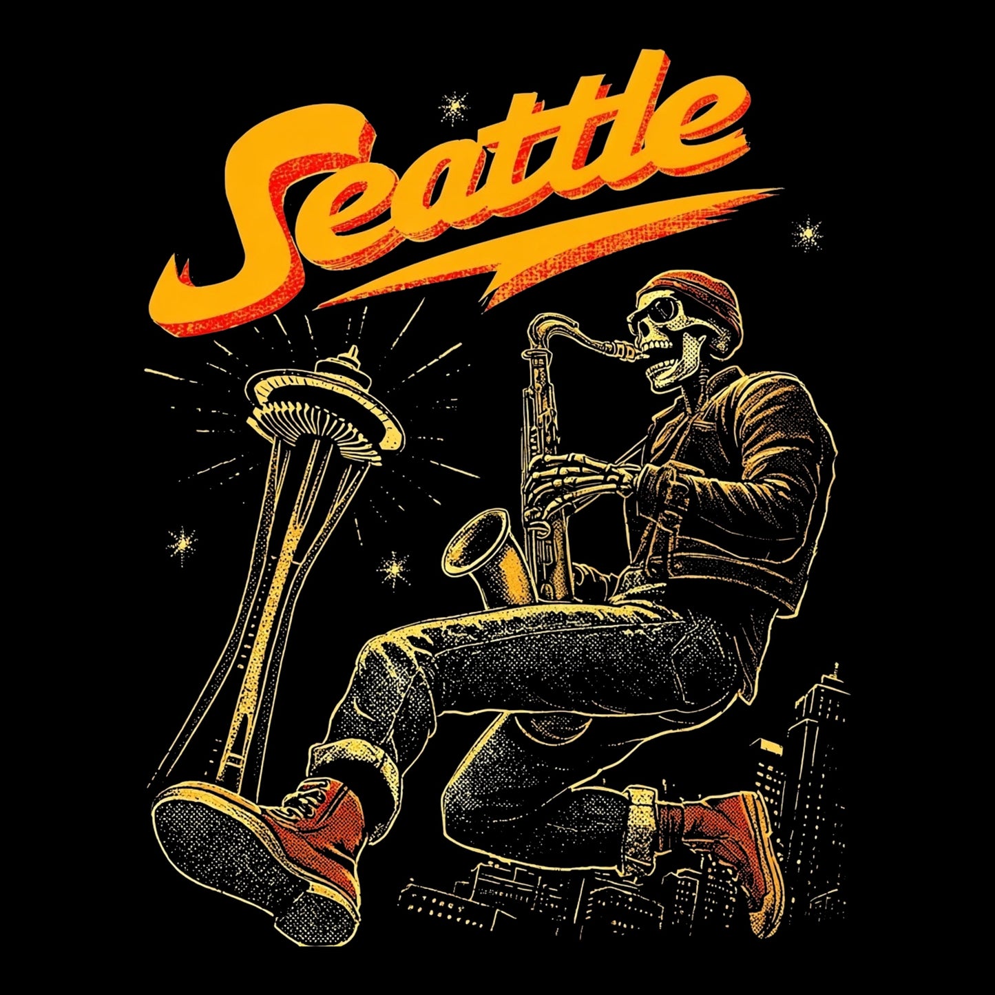Seattle Sax Tee Design Black