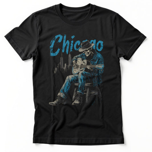 Chicago Blues Skeleton T-Shirt | Comfort Colors® 1717 Black