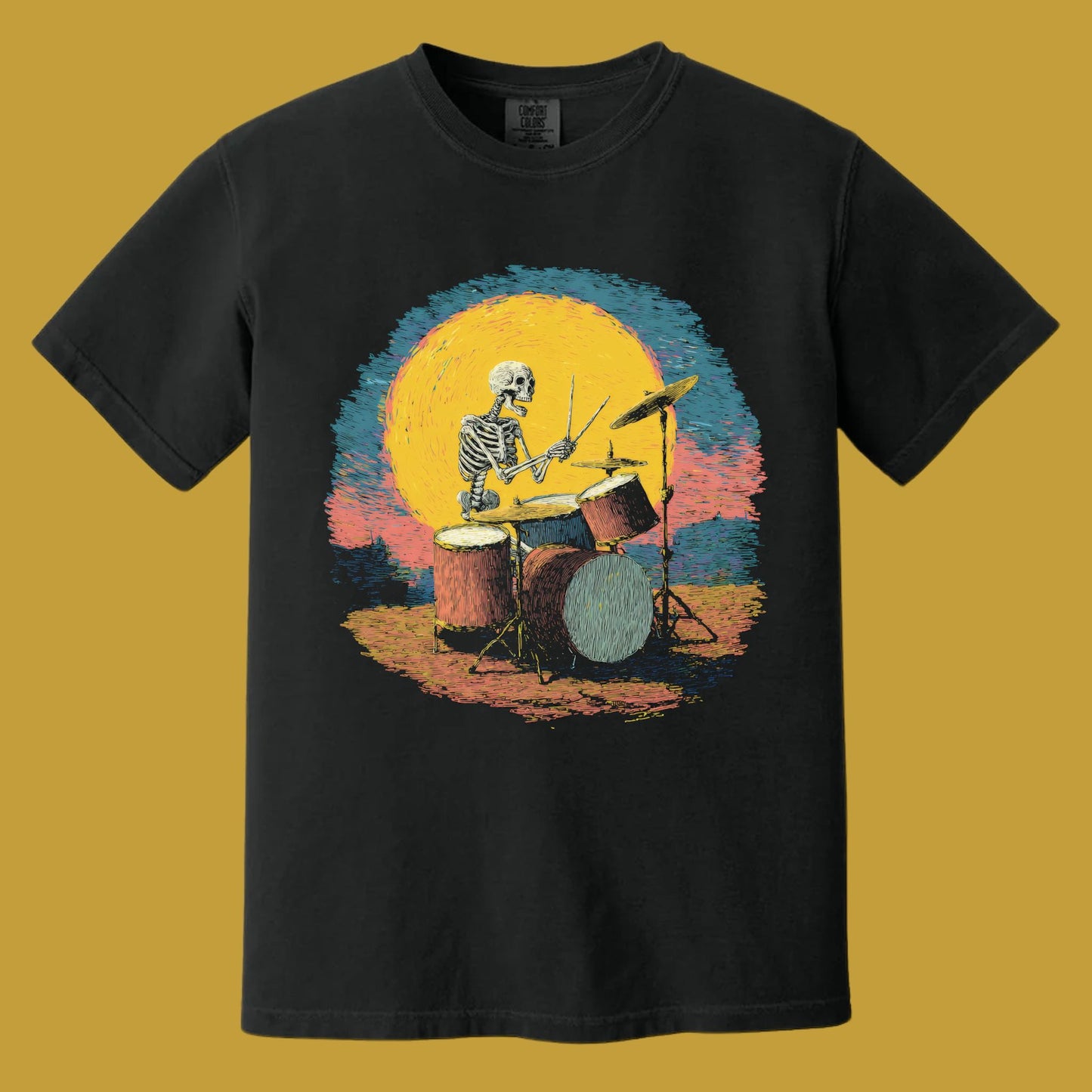 Van Gogh Drummer T-Shirt | Comfort Colors® 1717 Black
