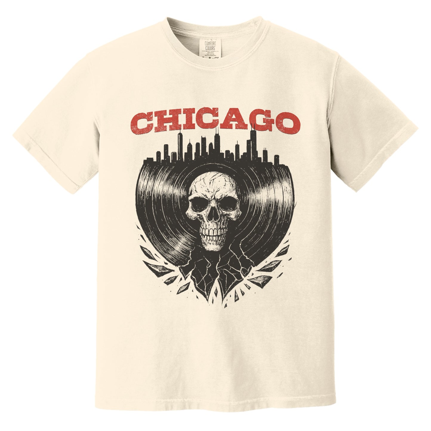 Chicago Vinyl Skull T-Shirt | Comfort Colors Ivory