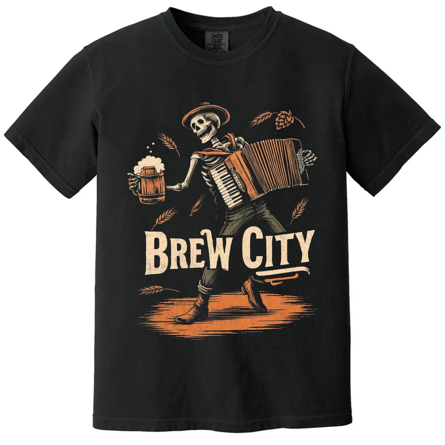 Brew City Accordion T-Shirt | Comfort Colors® 1717 Black