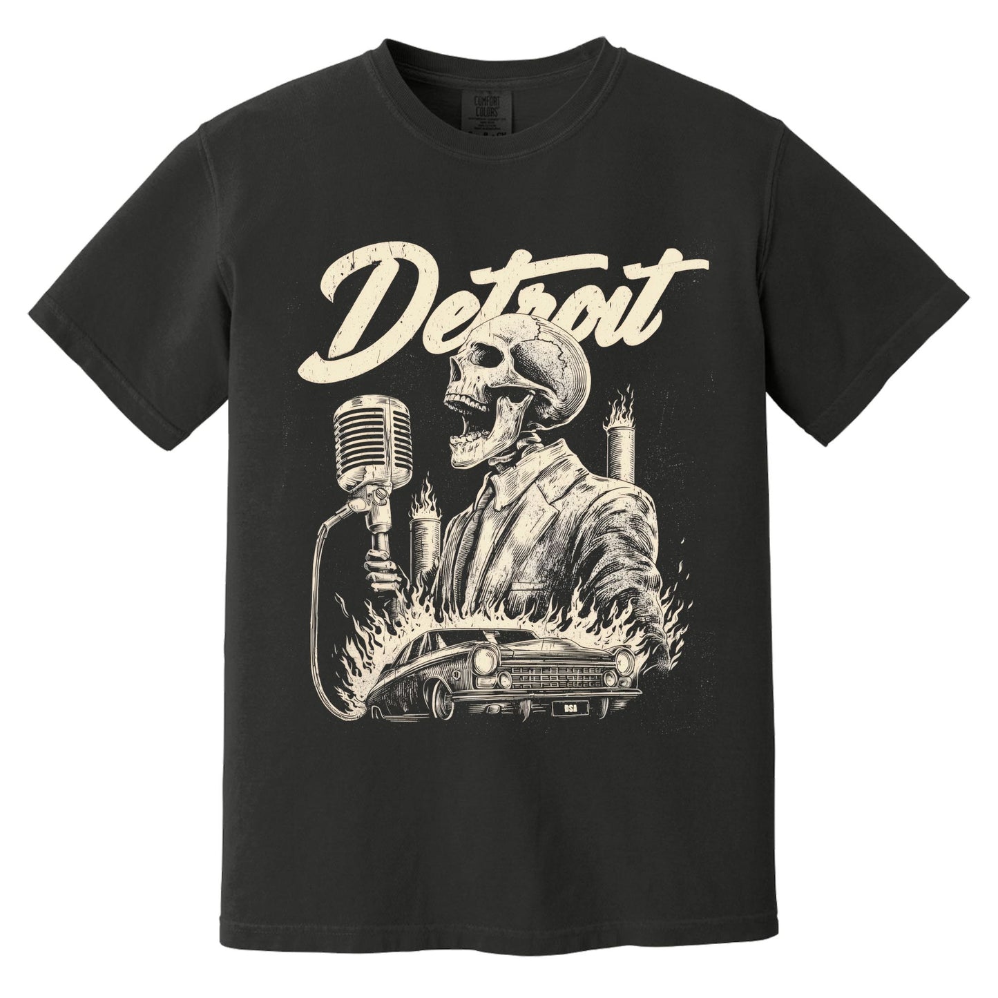 Detroit Motor City Skeleton T-Shirt | Comfort Colors® 1717 Black