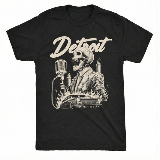 Detroit Motor City Skeleton T-Shirt | Comfort Colors® 1717 Black