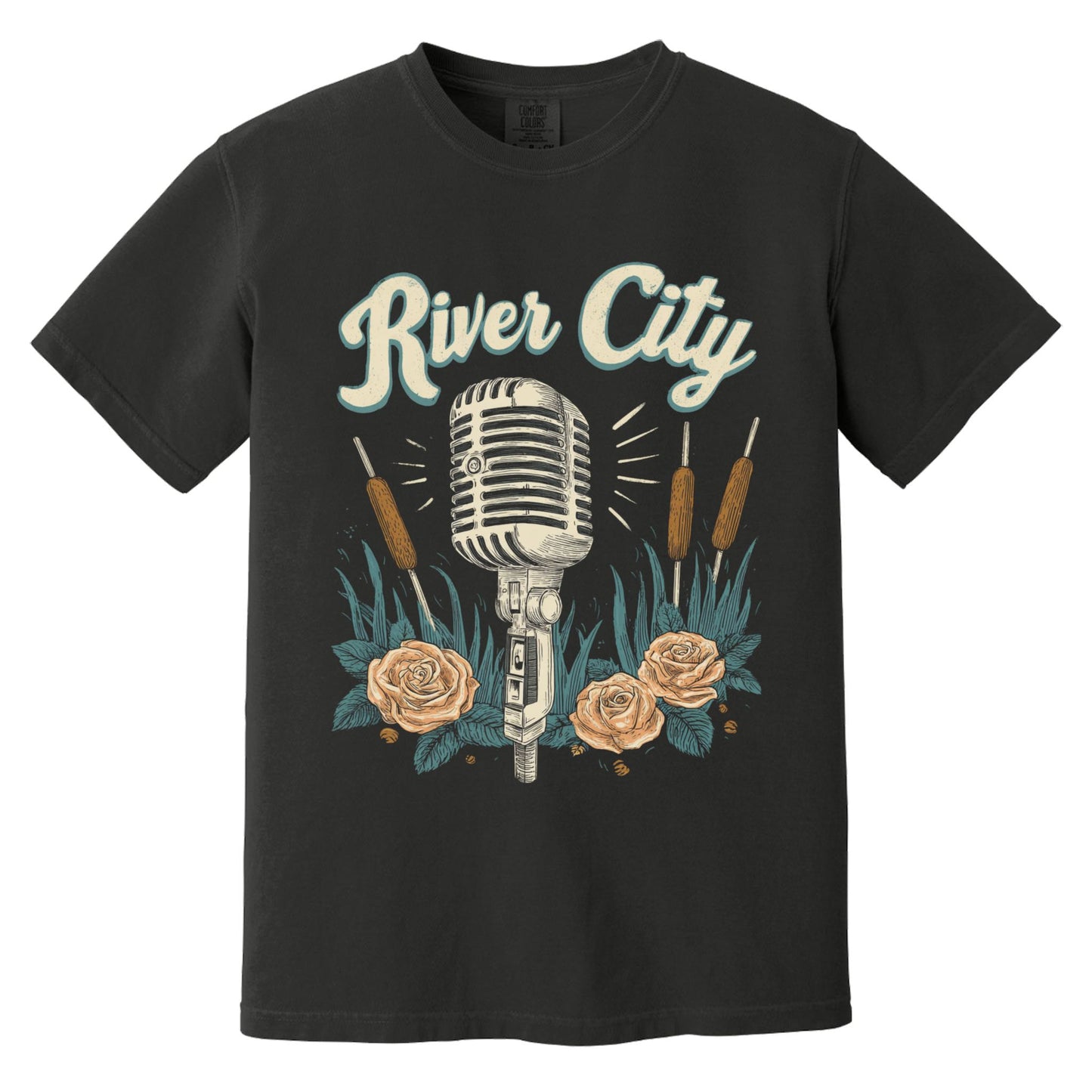 River City Mic T-Shirt | Comfort Colors® 1717 Black