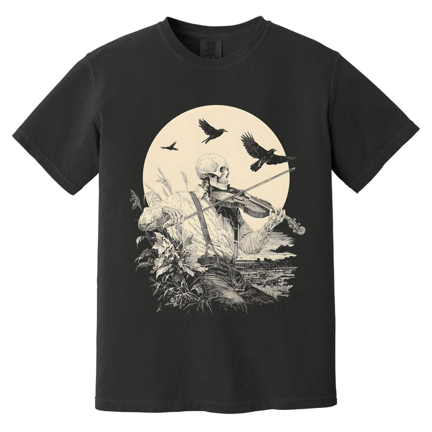 Sunrise Fiddler Skeleton T-Shirt | Comfort Colors® 1717 Black
