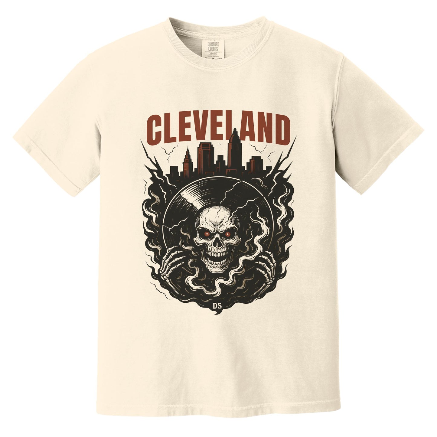 Cleveland Vinyl Skeleton T-Shirt | Comfort Colors® 1717 Ivory