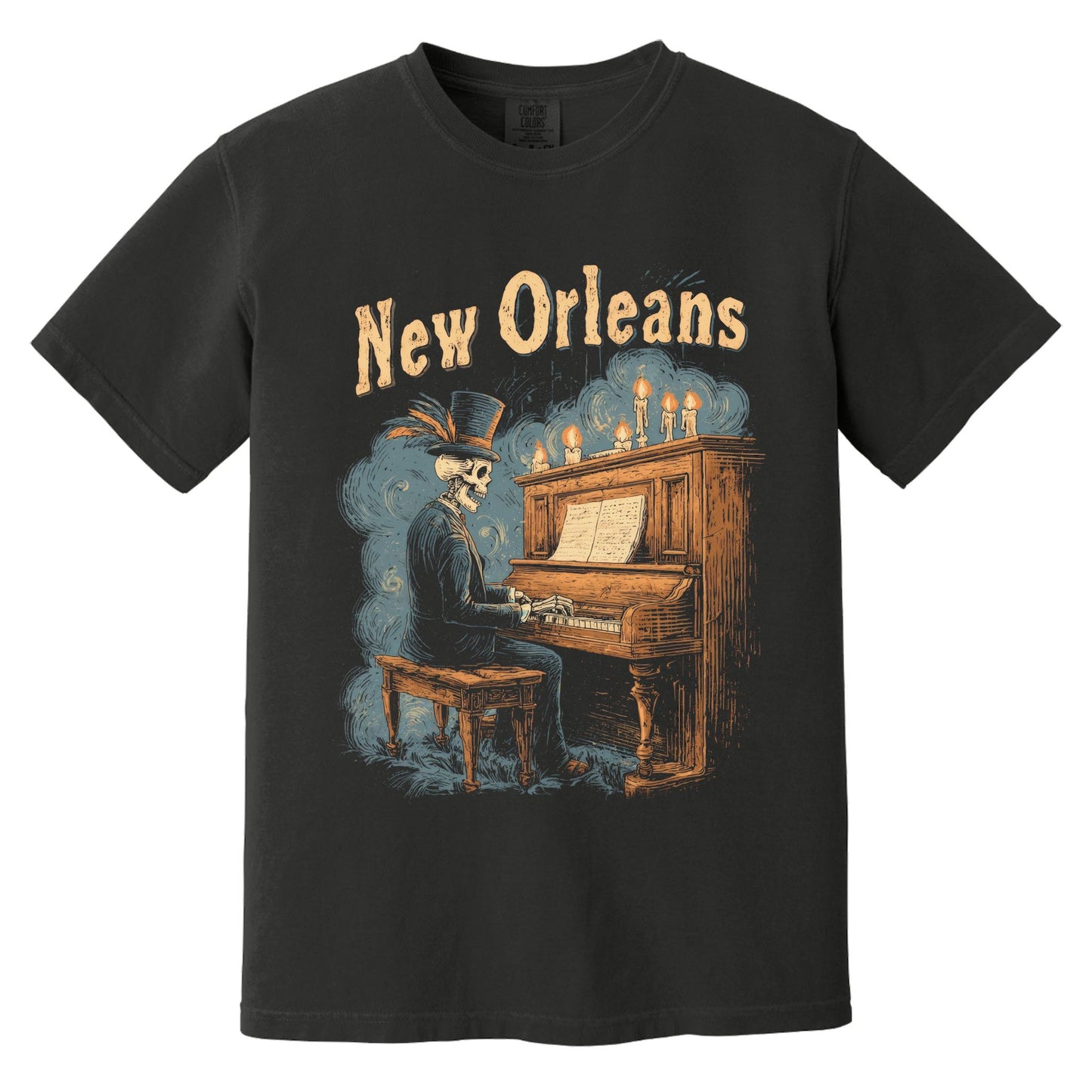 New Orleans Voodoo Skeleton T-Shirt | Comfort Colors® 1717 Black