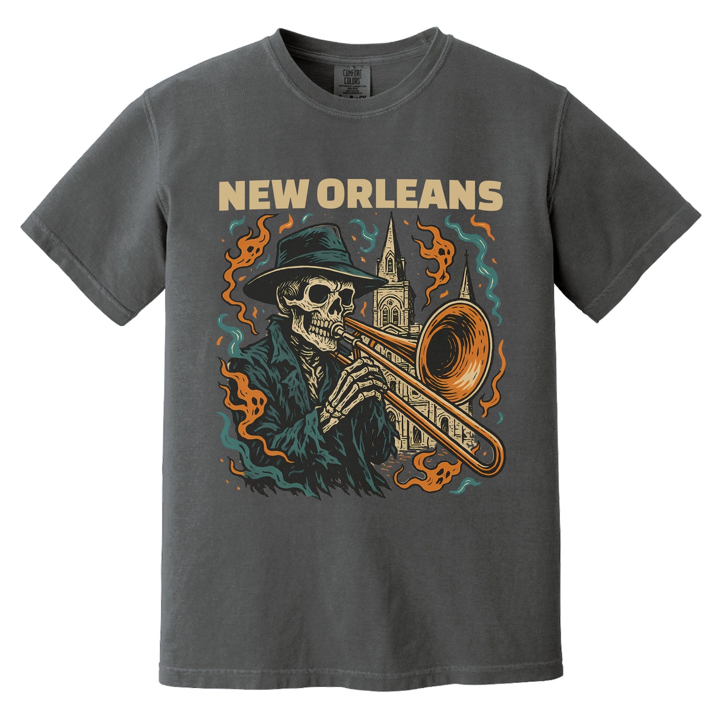 New Orleans Cathedral Skeleton Shirt | Comfort Colors Pepper