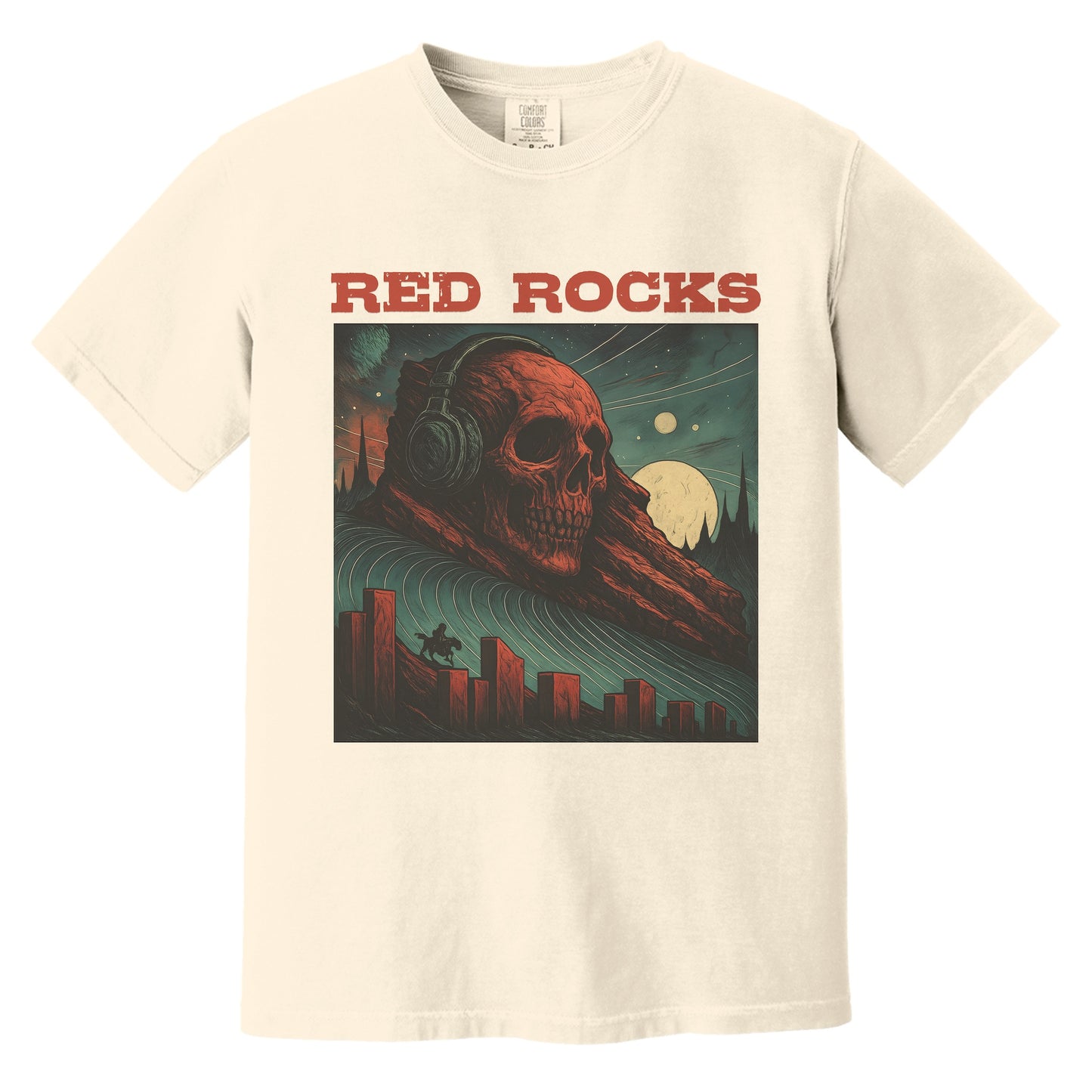 Red Rocks Skull Skeleton T-Shirt | Comfort Colors® 1717 Ivory