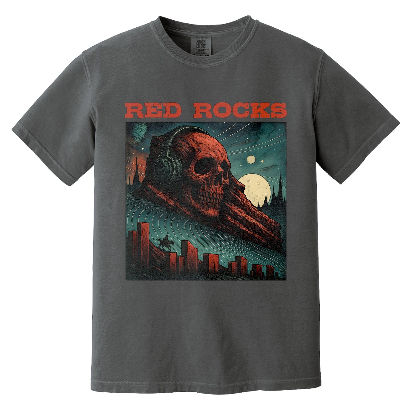 Red Rocks Skull Skeleton T-Shirt | Comfort Colors® 1717 Pepper