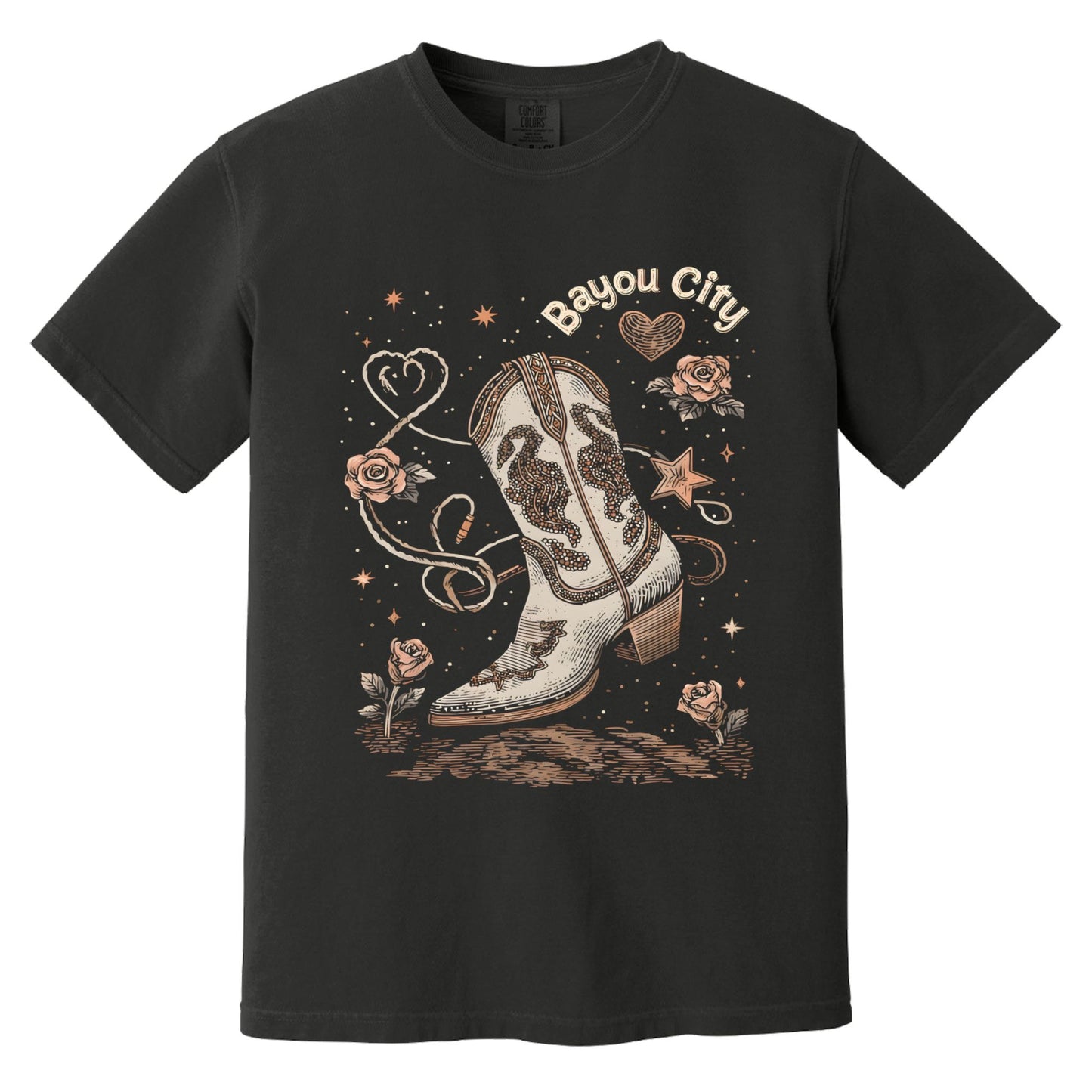 Bayou City Boot T-Shirt | Comfort Colors® 1717 Black