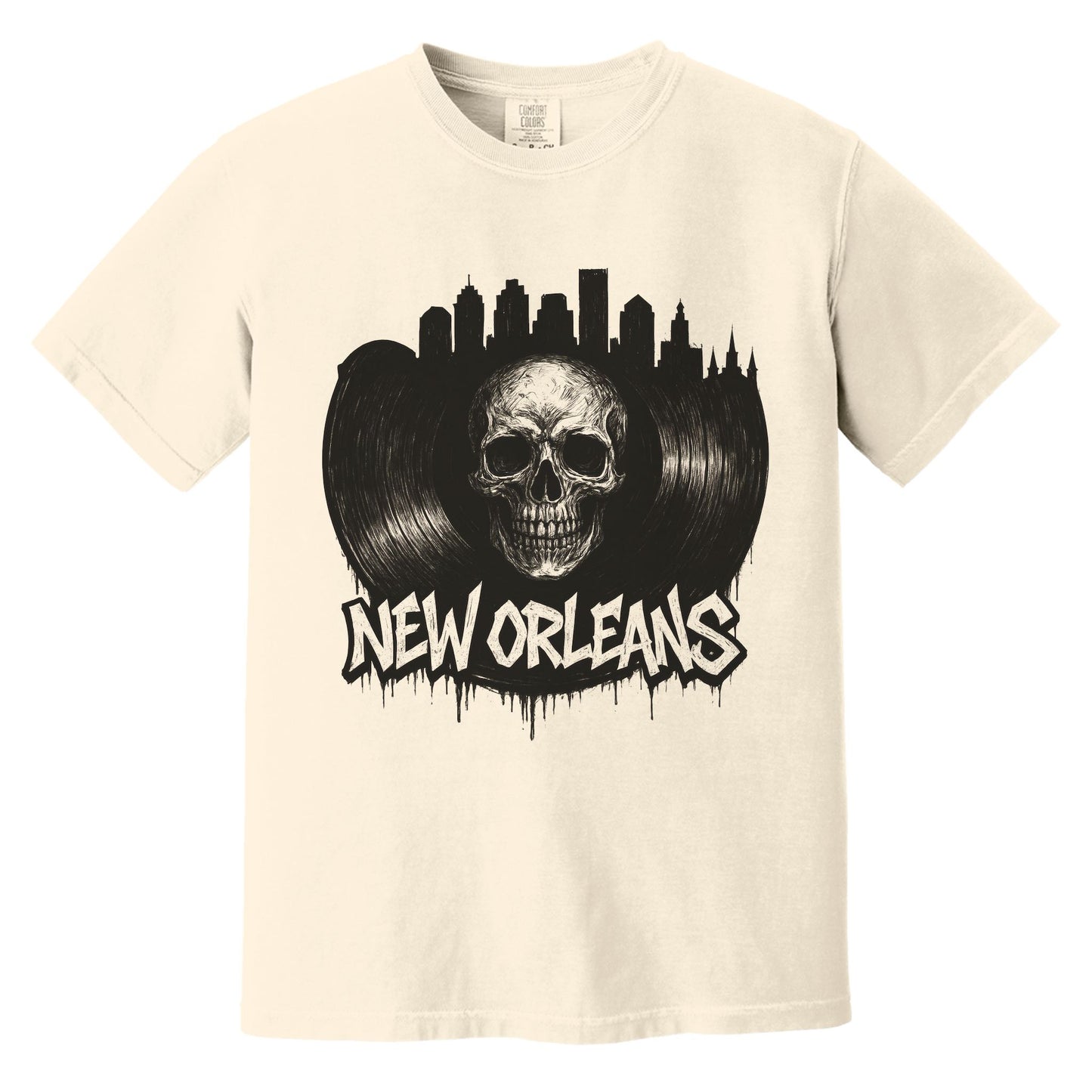 New Orleans Vinyl Skeleton T-Shirt | Comfort Colors® 1717 Ivory