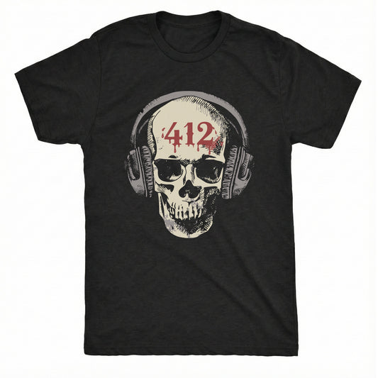412 Skull Tee Black Mockup