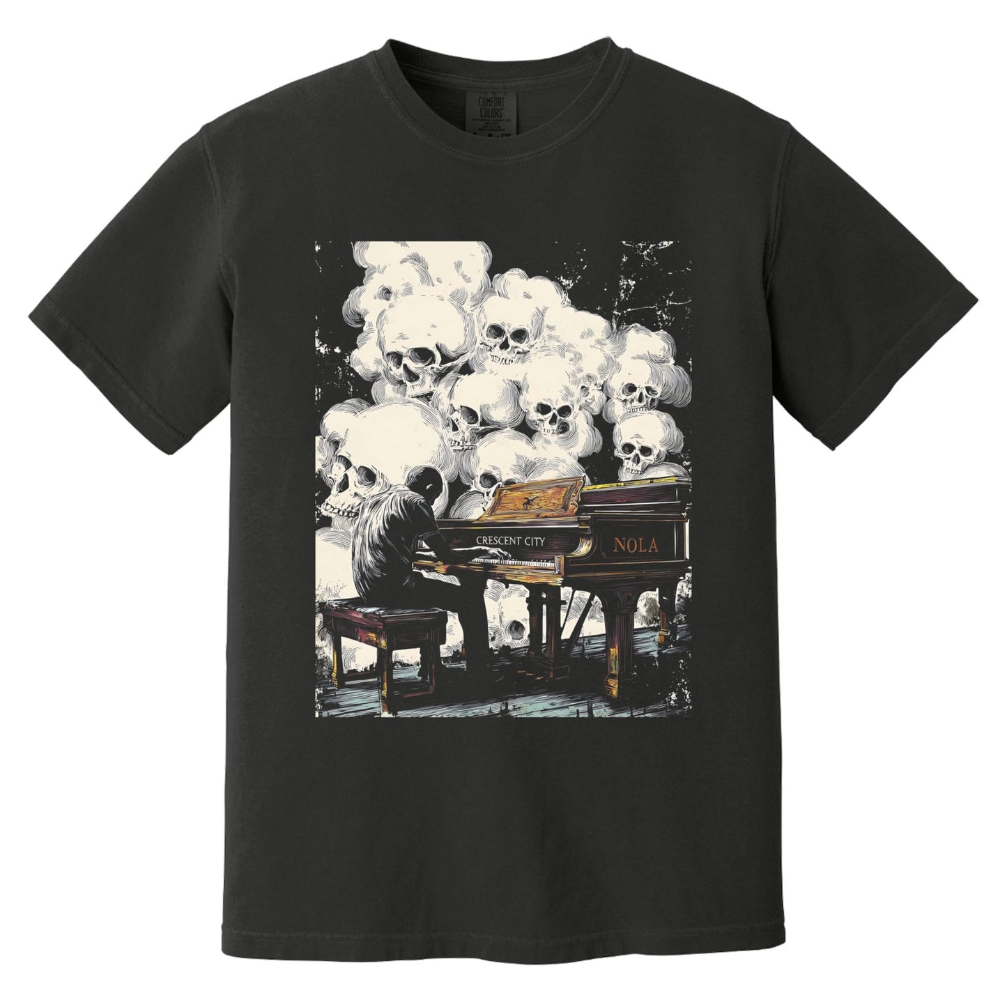 Piano Skulls T-Shirt | Comfort Colors® 1717 Black