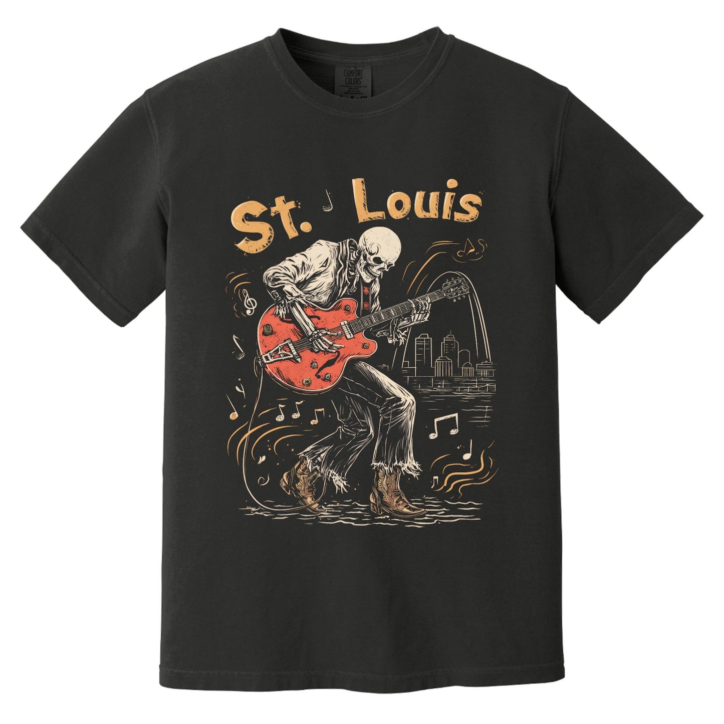 St. Louis Skeleton T-Shirt | Comfort Colors® 1717 Black