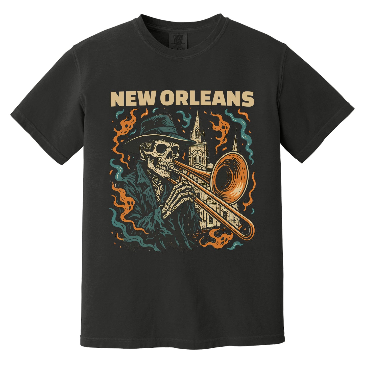 New Orleans Skull Shirt | Comfort Colors Black