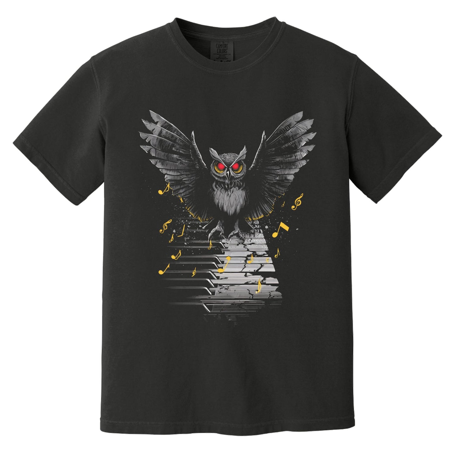 Piano Owl T-Shirt | Comfort Colors® 1717 Black