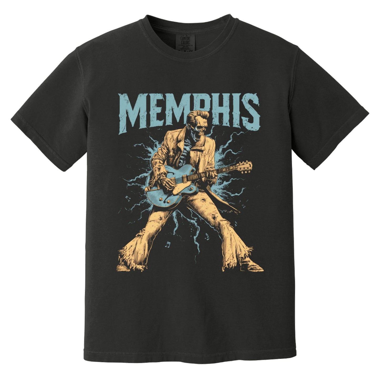Memphis Rockability Skeleton T-Shirt | Comfort Colors® 1717 Black