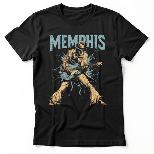 Memphis Rockability Skeleton T-Shirt | Comfort Colors® 1717 Black