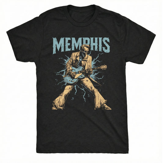 Memphis Rockability Skeleton T-Shirt | Comfort Colors® 1717 Black