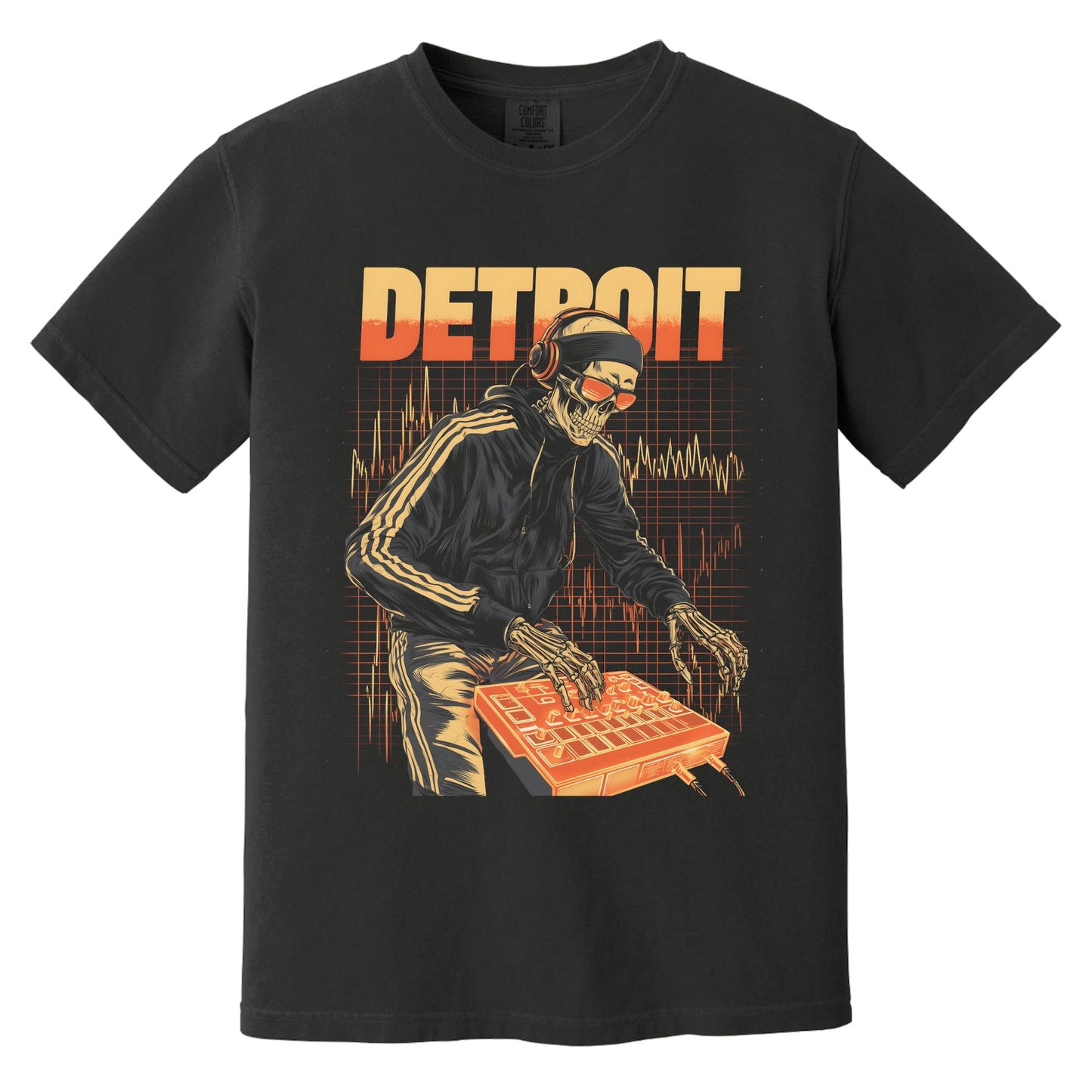 Detroit Techno Skeleton T-Shirt | Comfort Colors® 1717 Black