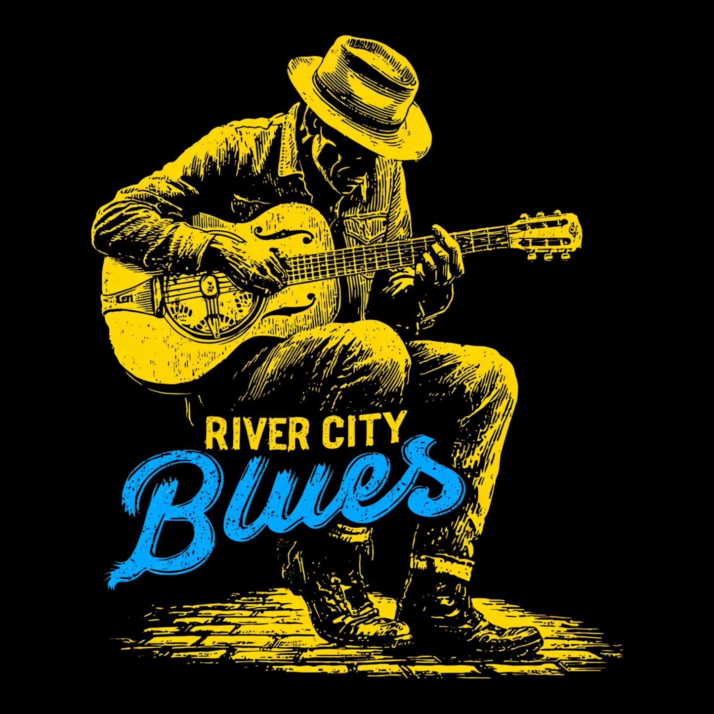 River City Blues Tee Design Black