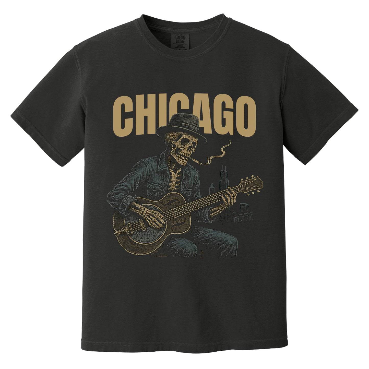 Chicago Tour Skeleton T-Shirt | Comfort Colors® 1717 Black