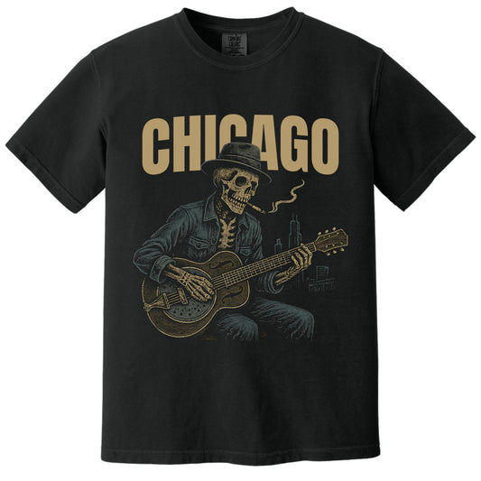 Chicago Tour Skeleton T-Shirt | Comfort Colors® 1717 Black