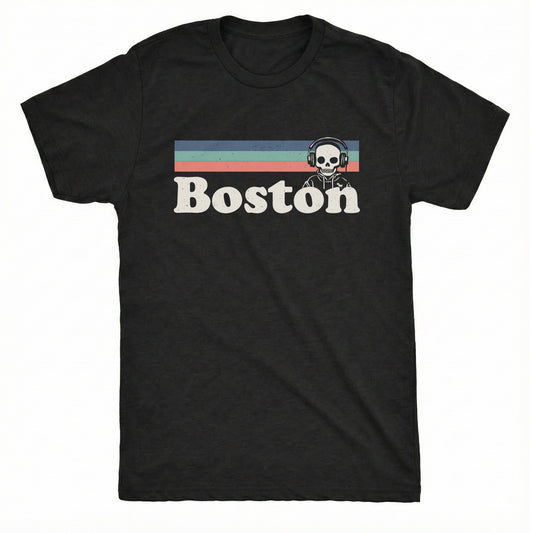Boston Stripes Tee Black Mockup