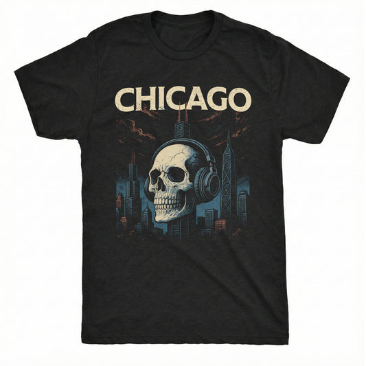 Chicago Impaled Skull T-Shirt | Comfort Colors® 1717 Black