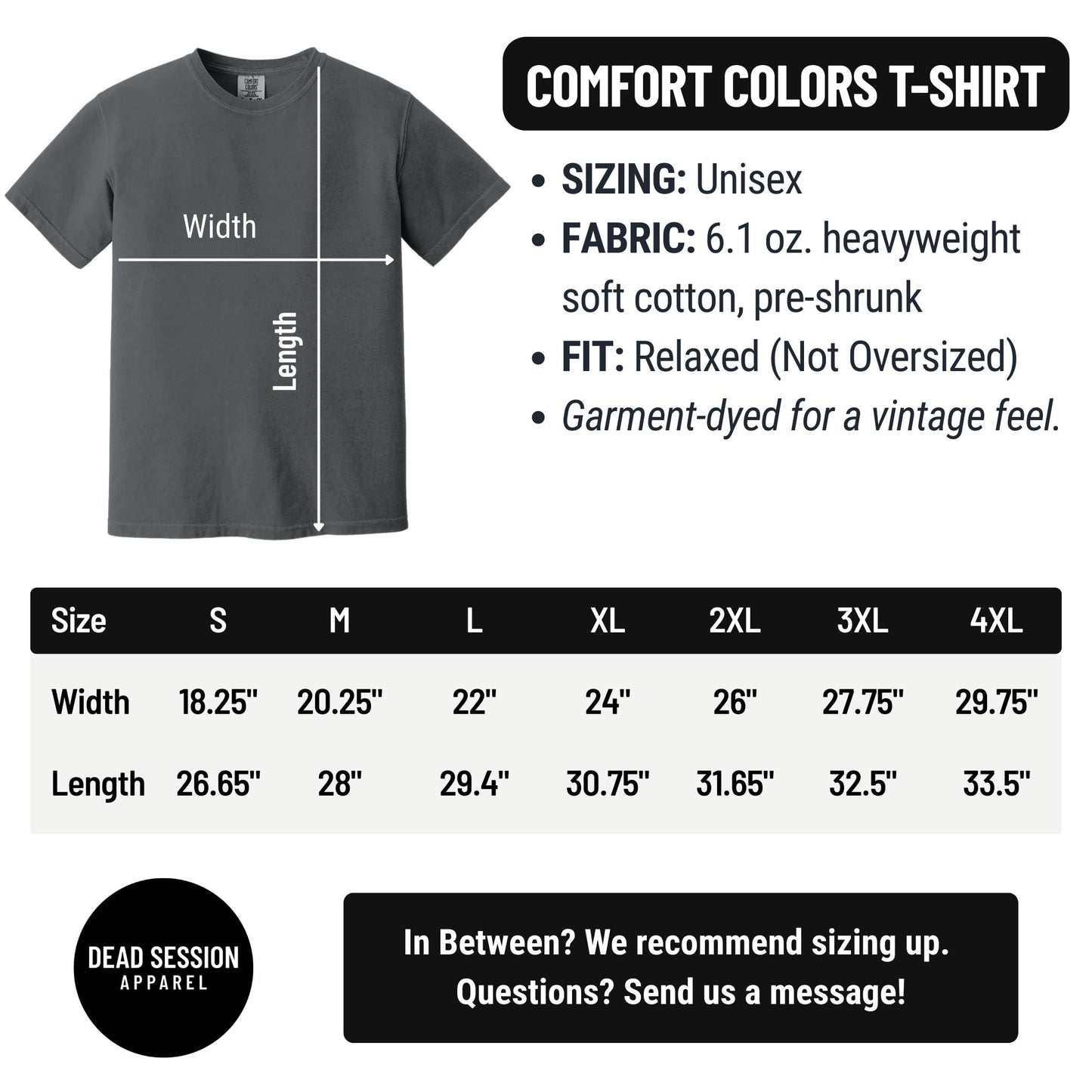 Comfort Colors Size Chart