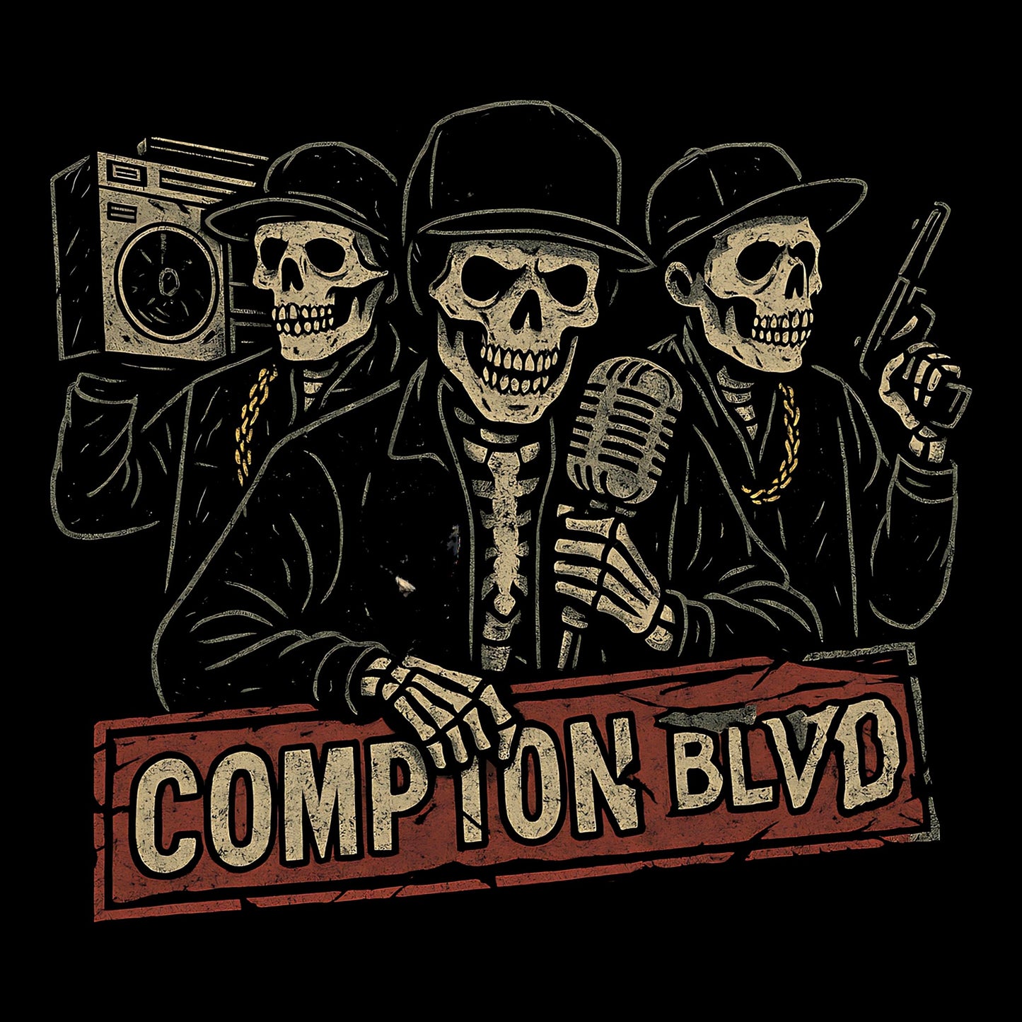 Compton Tour T-Shirt Design Closeup