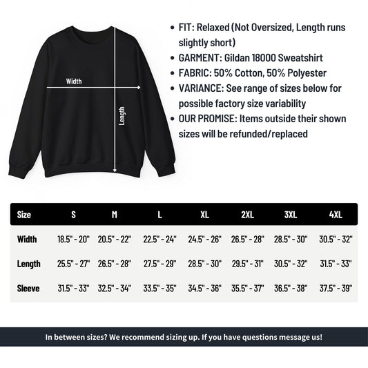 Sweatshirt Size Chart