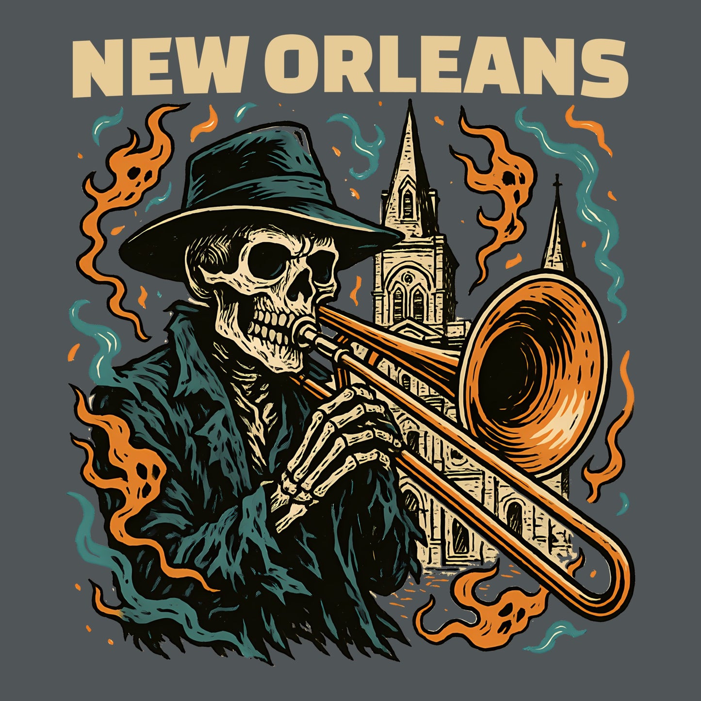 New Orleans Cathedral T-Shirt Design Closeup