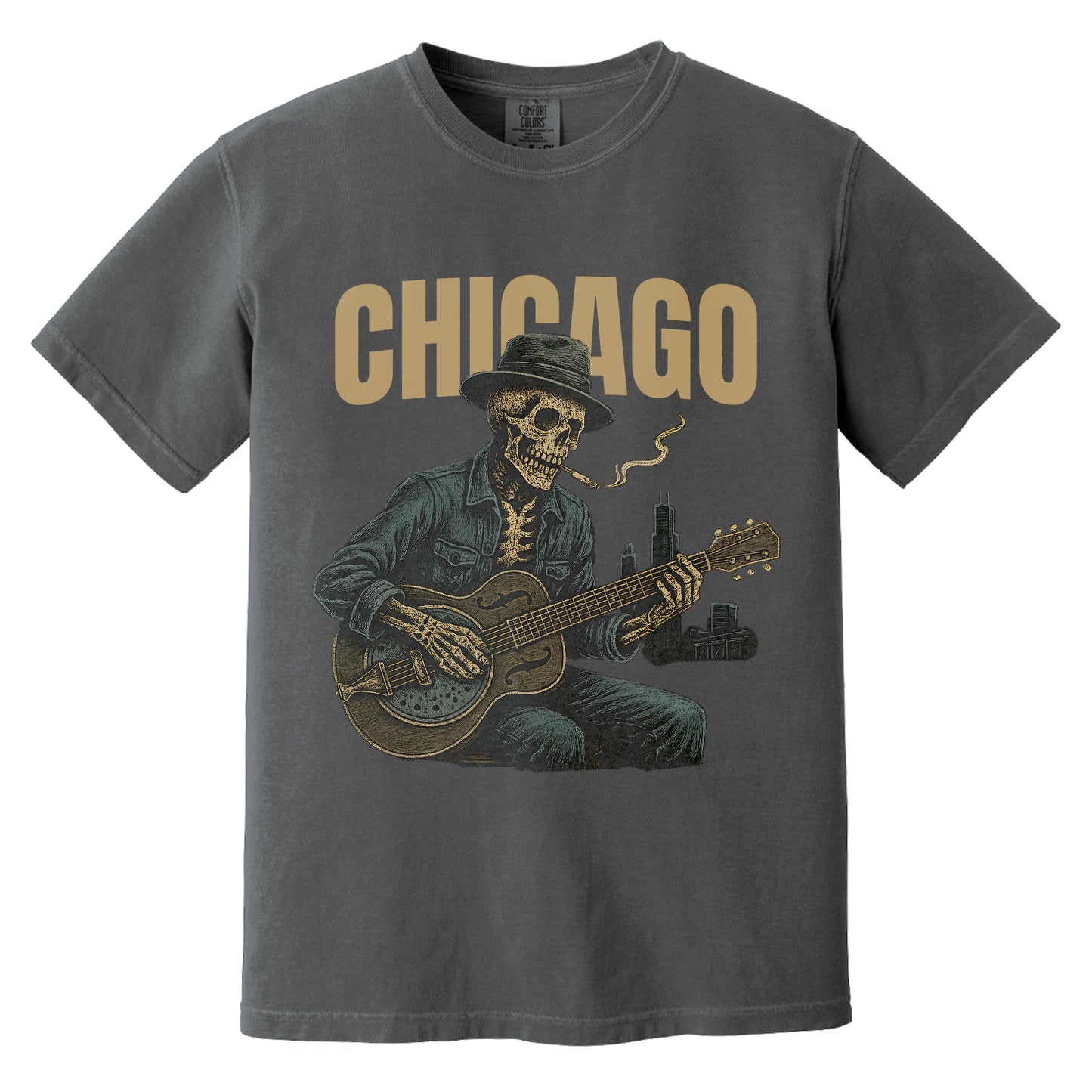 Chicago Tour Skeleton T-Shirt | Comfort Colors® 1717 White