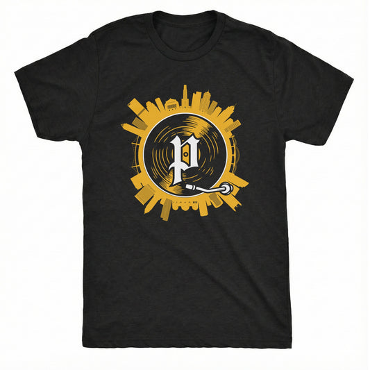 Pittsburgh on Spin Tee Black Mockup