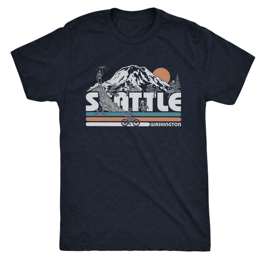 Seattle Friends Tee Navy Mockup
