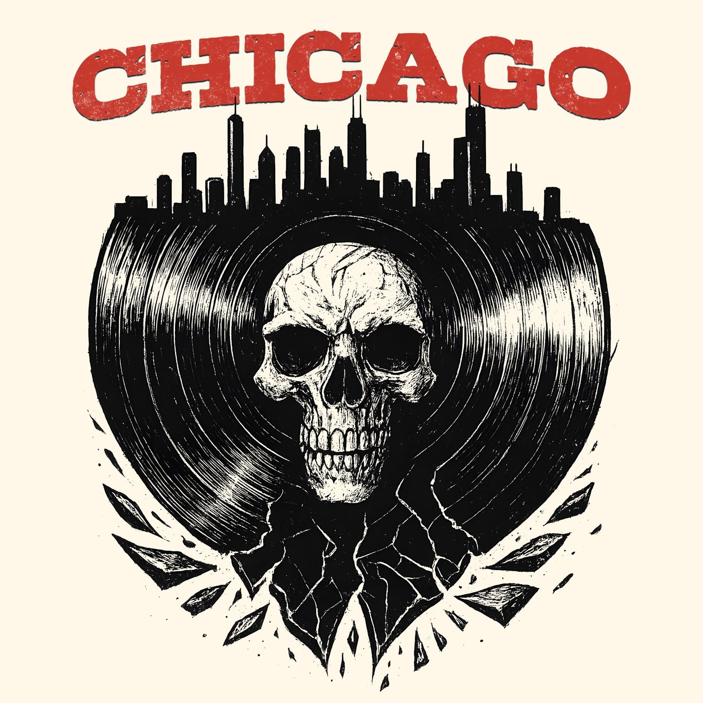 Chicago Vinyl T-Shirt Design Closeup
