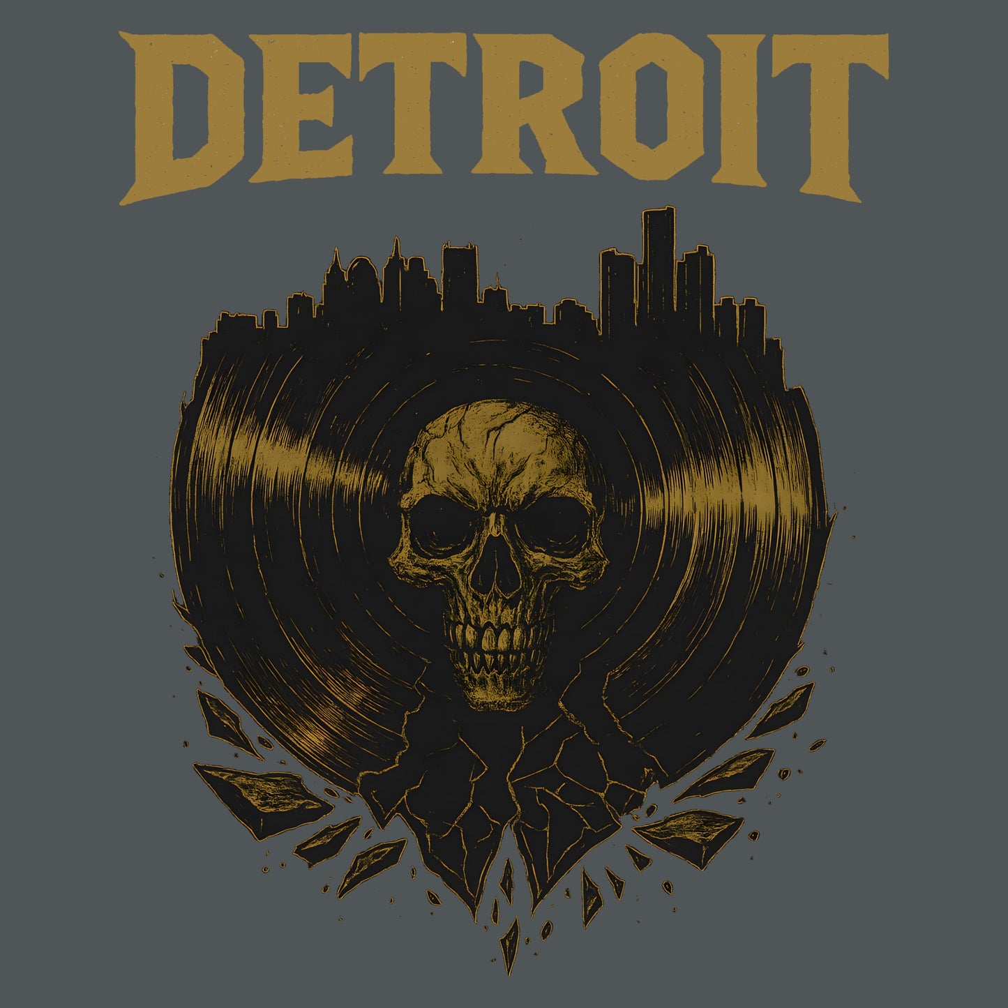 Detroit Vinyl T-Shirt Design Closeup