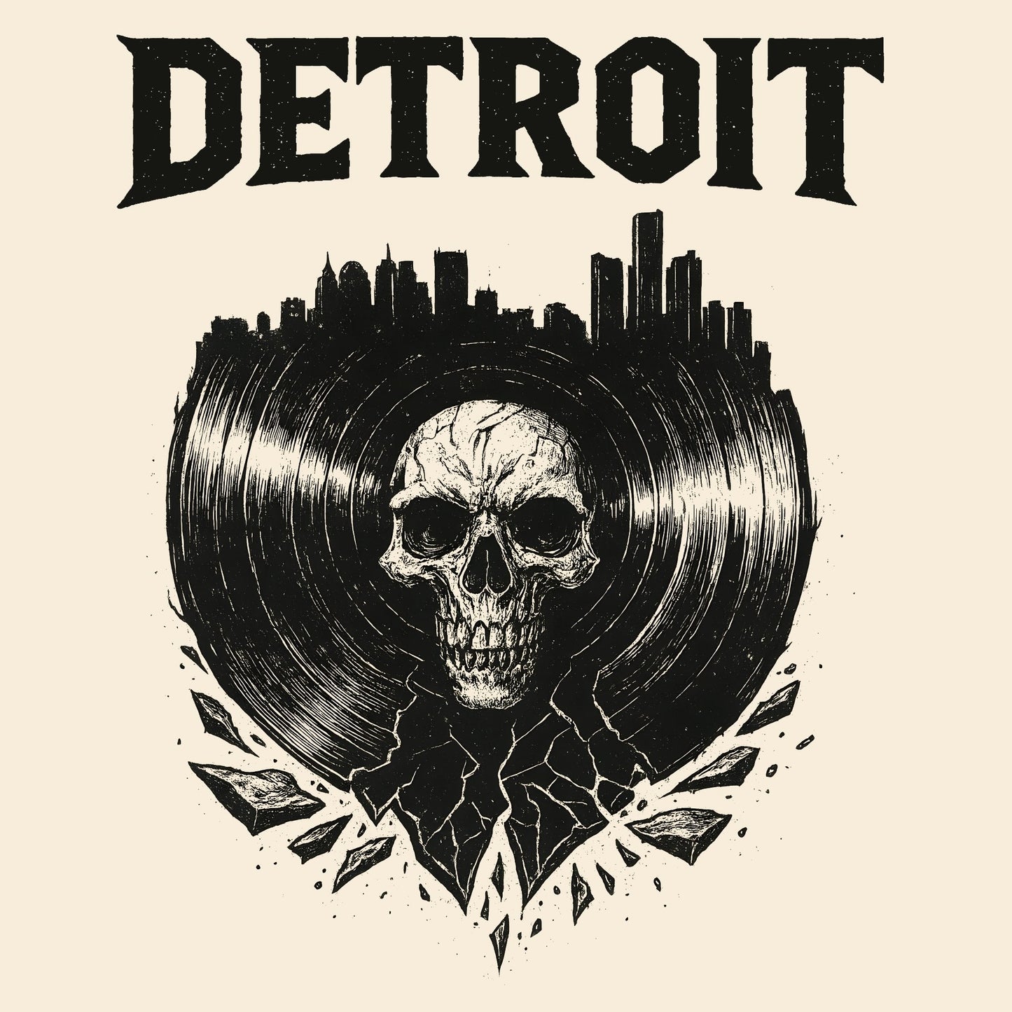 Detroit Vinyl T-Shirt Design Closeup