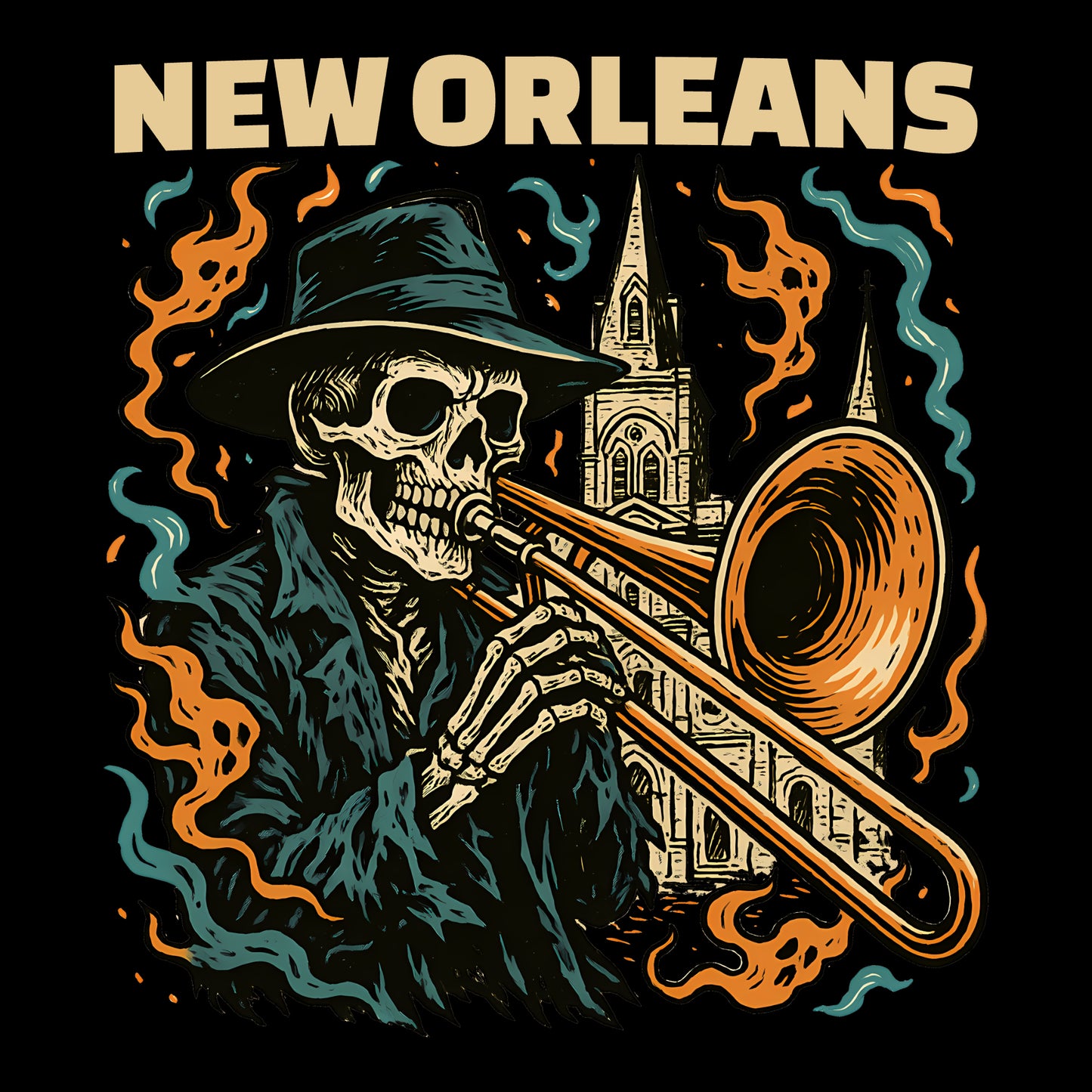 New Orleans Cathedral T-Shirt Design Closeup