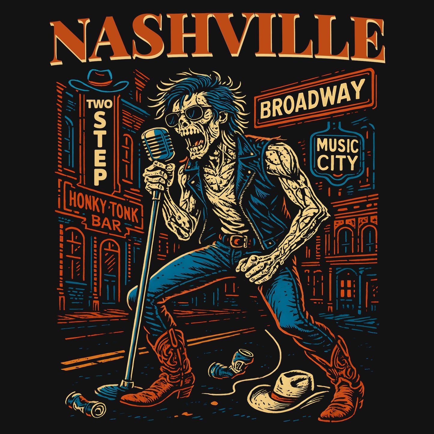 Nashville Rocker T-Shirt Design Closeup
