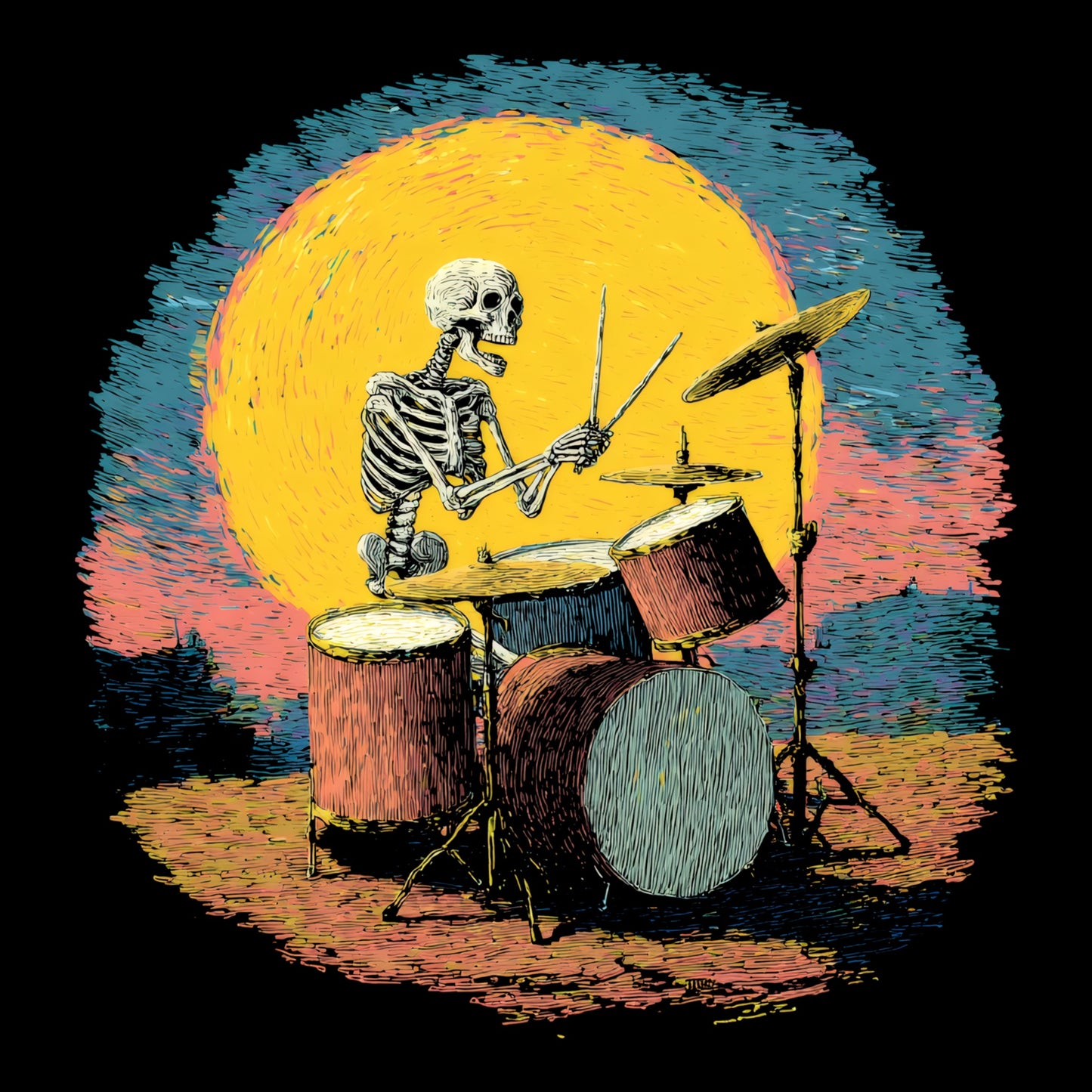Van Gogh Drummer T-Shirt Design
