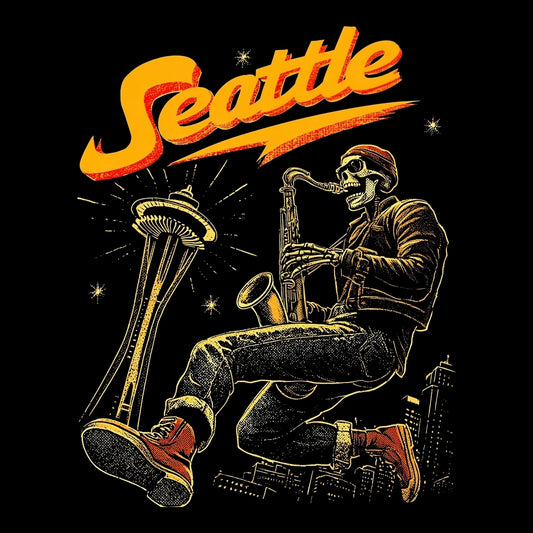 Seattle Sax Tee Design Black