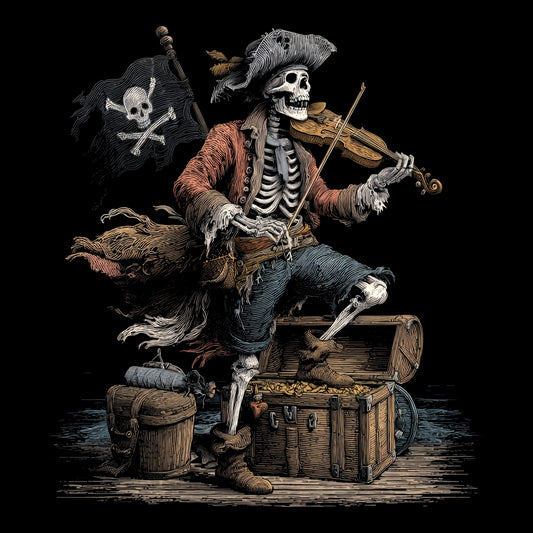 Pirate Fiddler T-Shirt Design Black