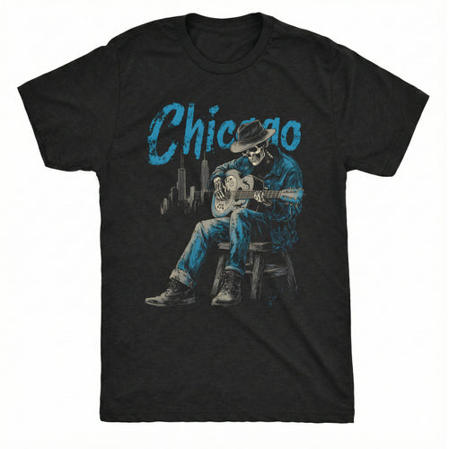 Chicago Blues Skeleton T-Shirt | Comfort Colors® 1717 Black