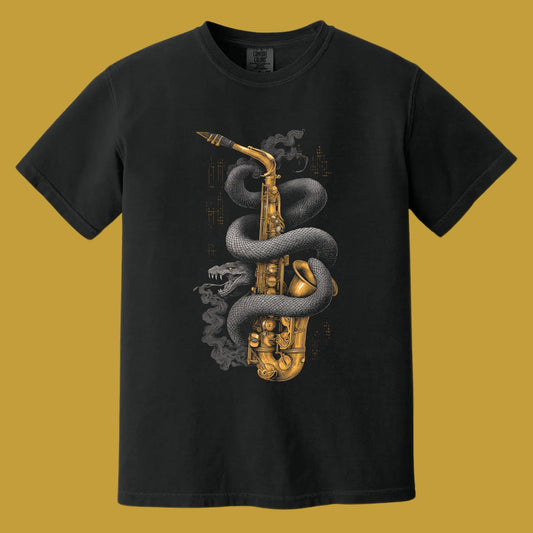 Snake Sax T-Shirt | Comfort Colors® 1717 Black