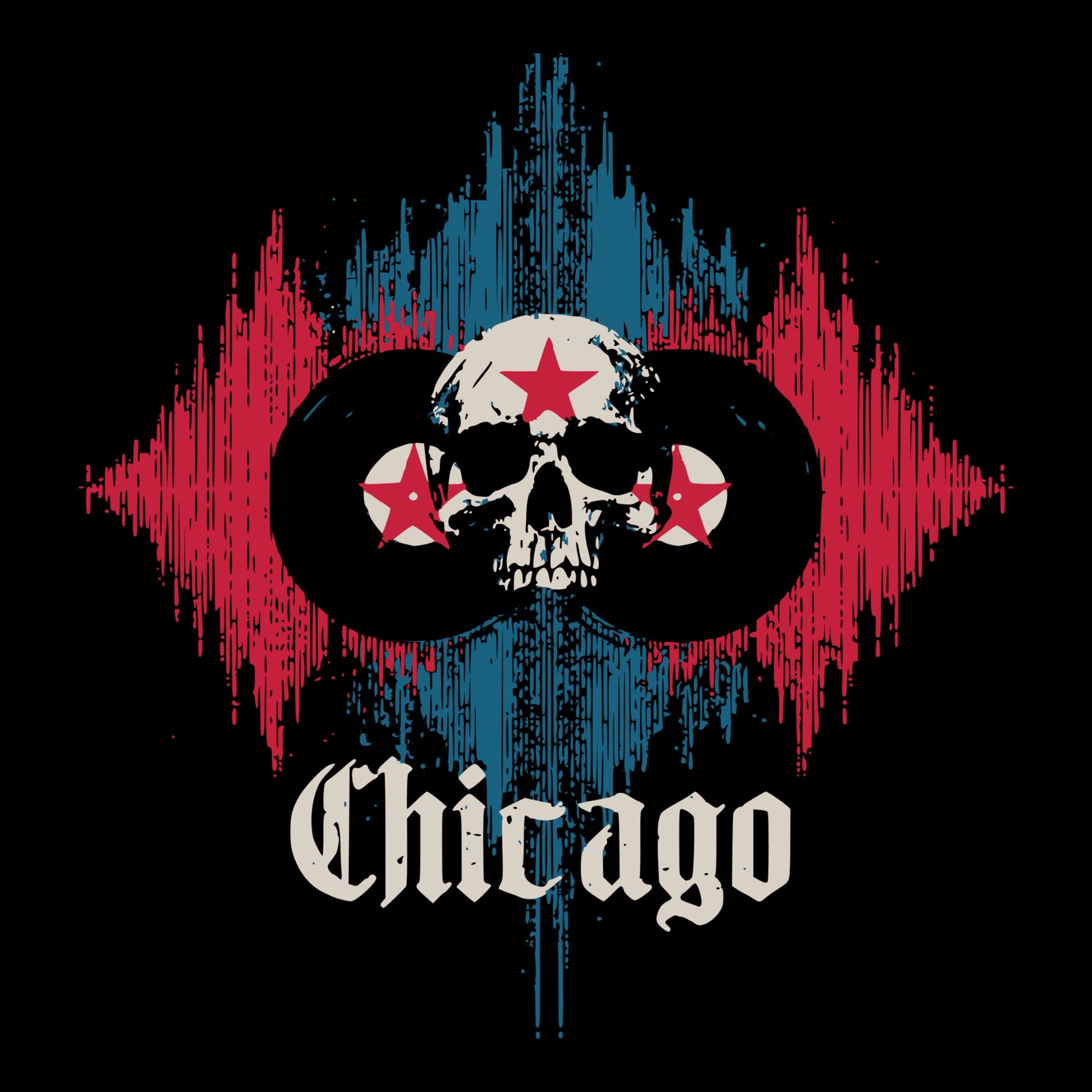 Chicago Flag T-Shirt Design Black