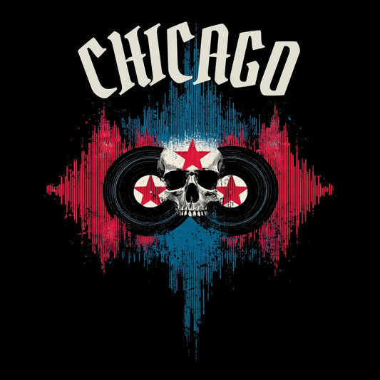 Chicago Flag T-Shirt Design Black