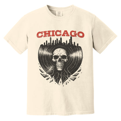 Chicago Vinyl Skull T-Shirt | Comfort Colors Ivory